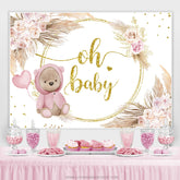 Rosa Rose Gold Oh Baby Tragen Blumen Babydusche Hintergrund